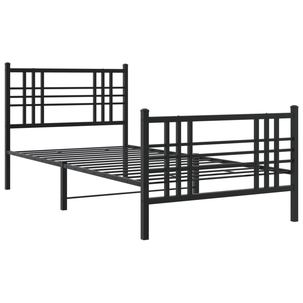 Estrutura de cama com cabeceira e pés 90x190 cm metal preto