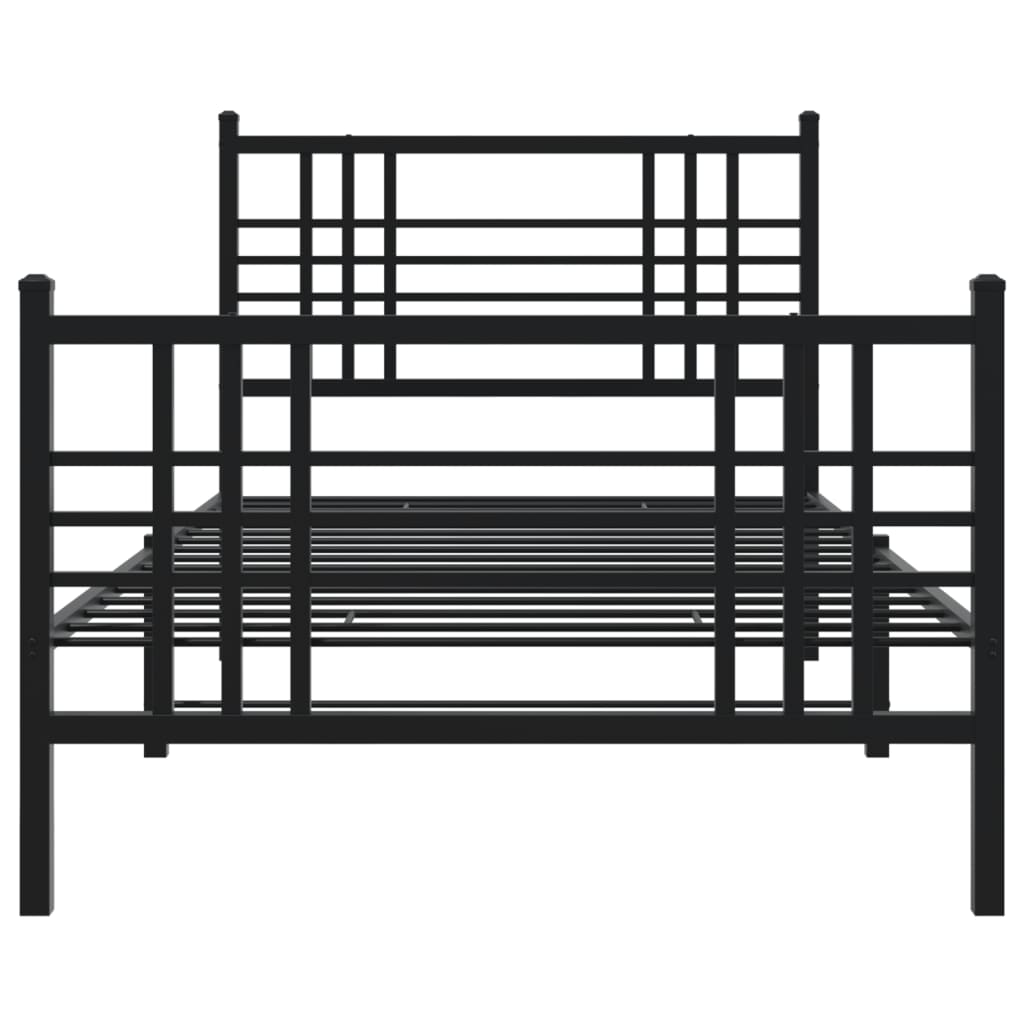 Estrutura de cama com cabeceira e pés 90x190 cm metal preto