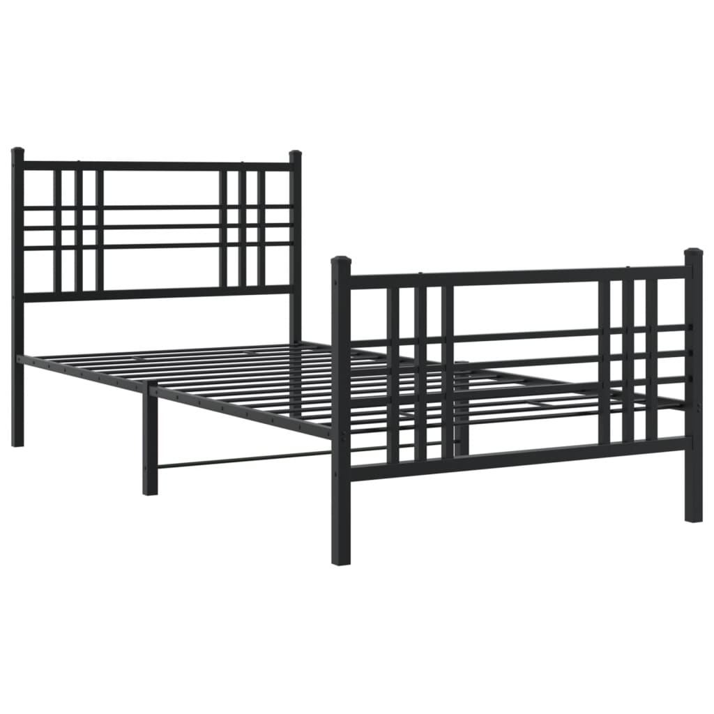 Estrutura de cama com cabeceira e pés 90x200 cm metal preto