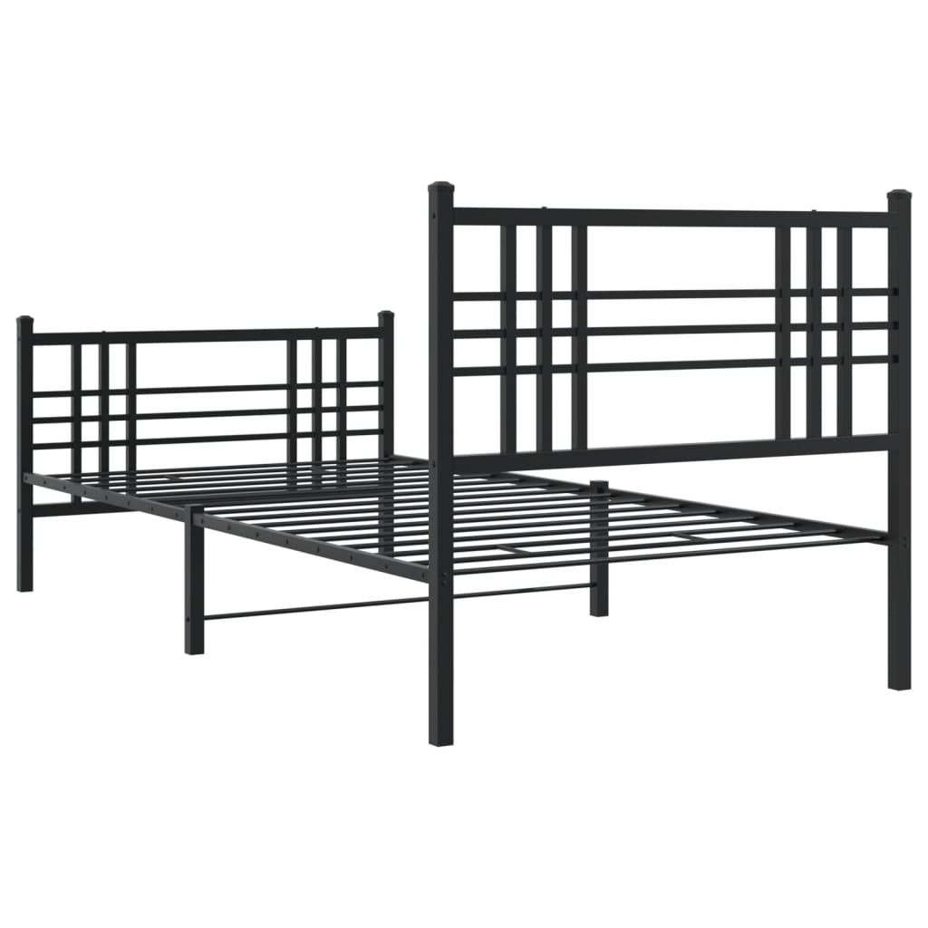 Estrutura de cama com cabeceira e pés 100x190 cm metal preto