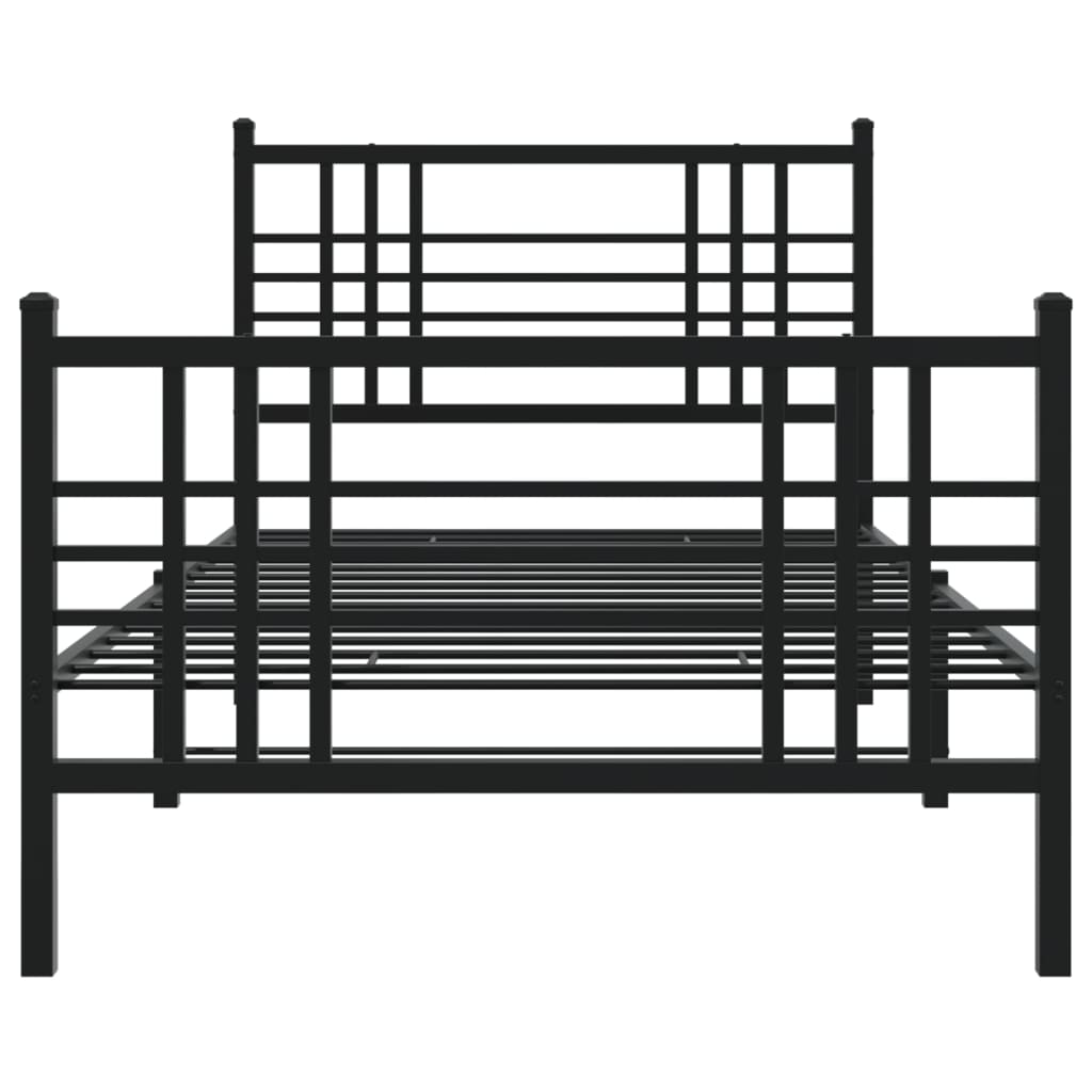 Estrutura de cama com cabeceira e pés 100x200 cm metal preto