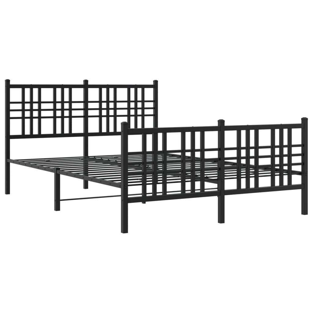 Estrutura de cama com cabeceira e pés 120x190 cm metal preto