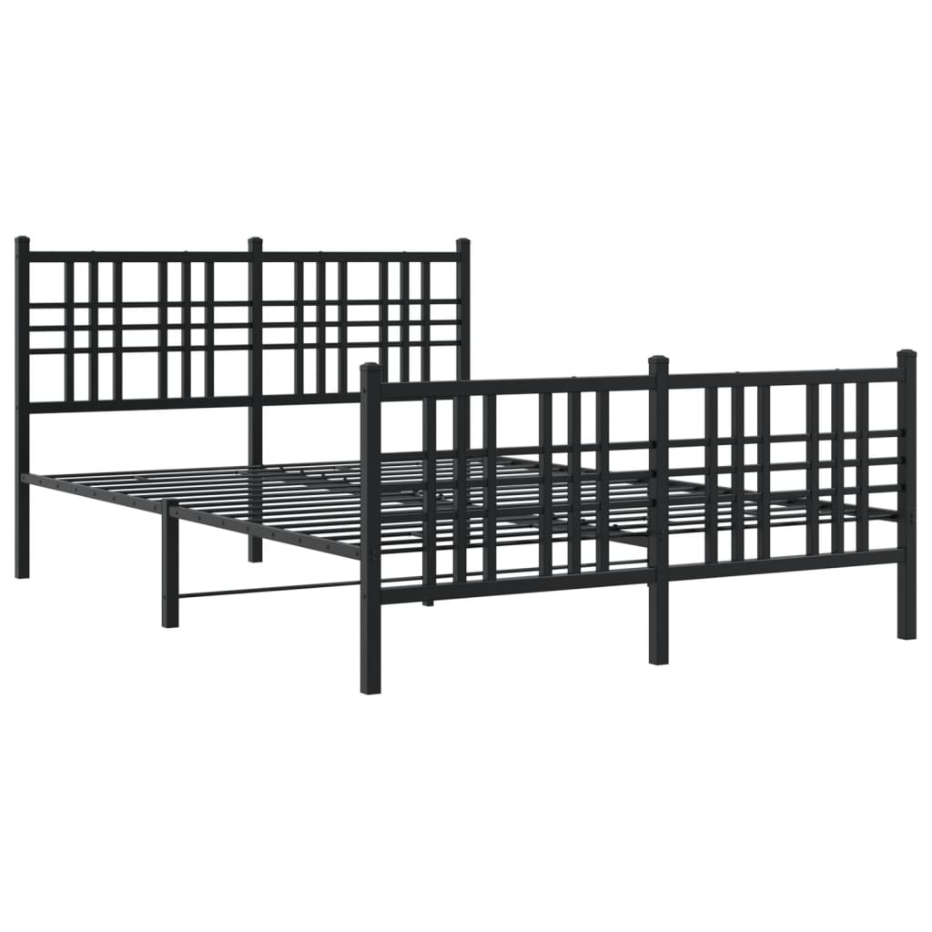 Estrutura de cama com cabeceira e pés 120x200 cm metal preto