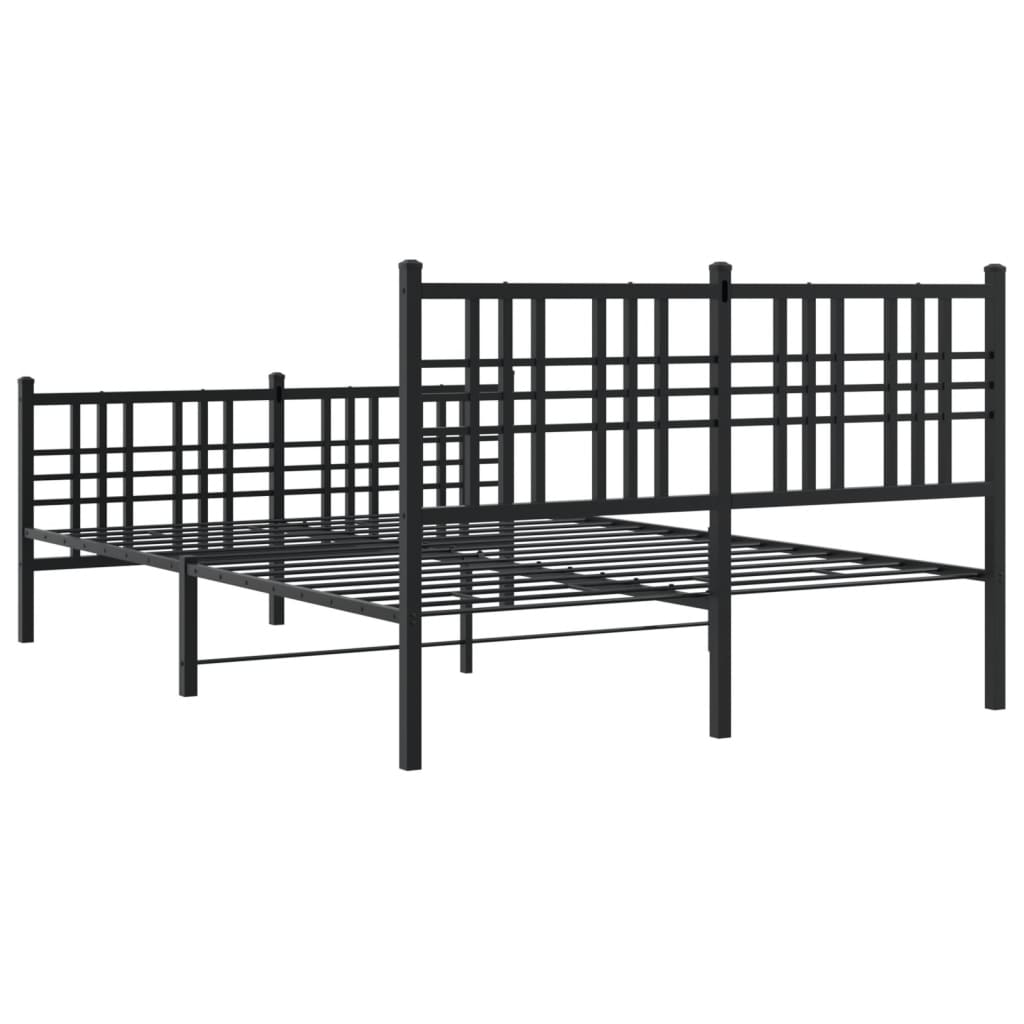 Estrutura de cama com cabeceira e pés 120x200 cm metal preto