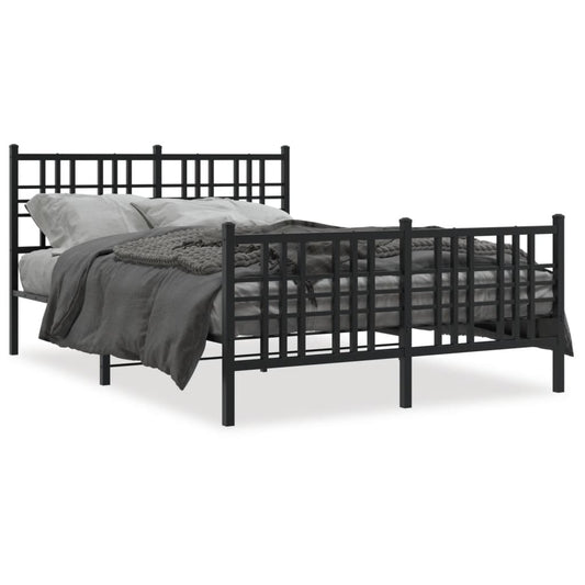 Estrutura de cama com cabeceira e pés 120x200 cm metal preto