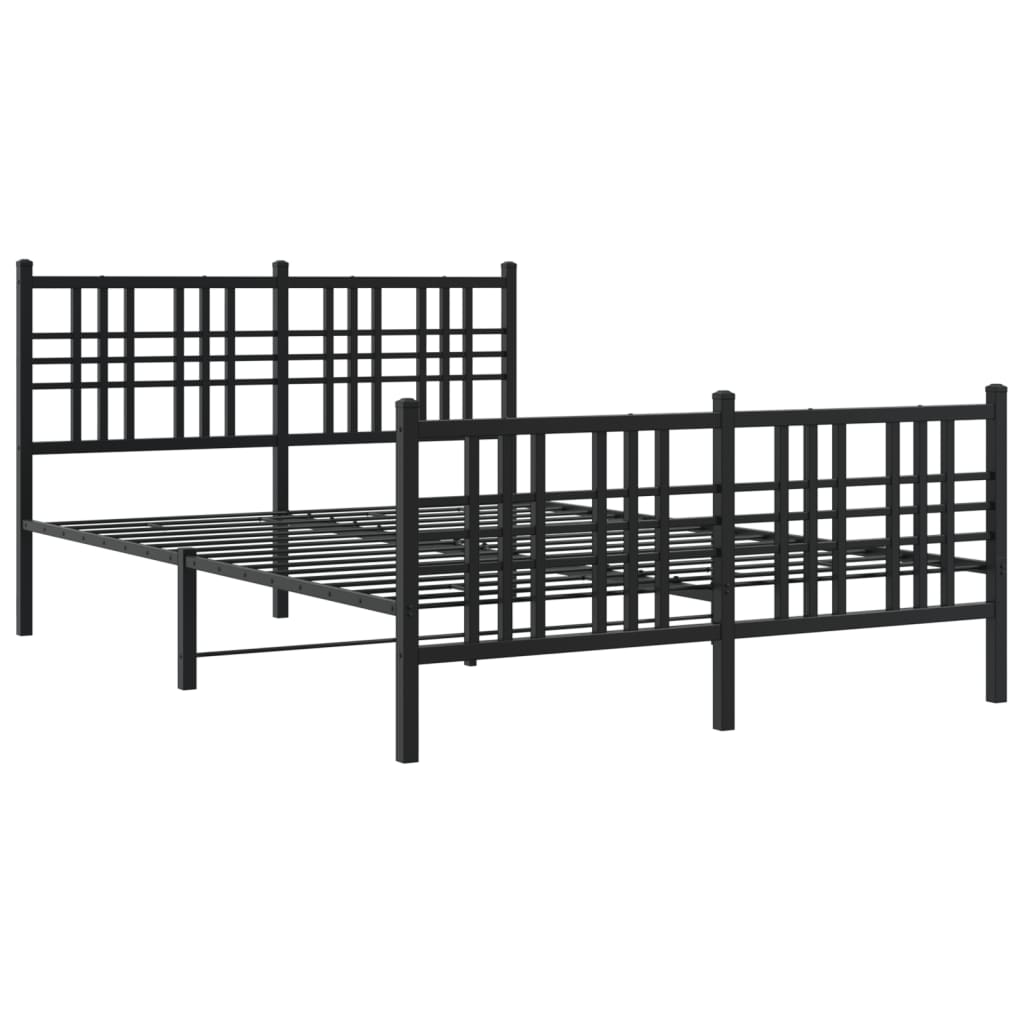 Estrutura de cama com cabeceira e pés 137x190 cm metal preto