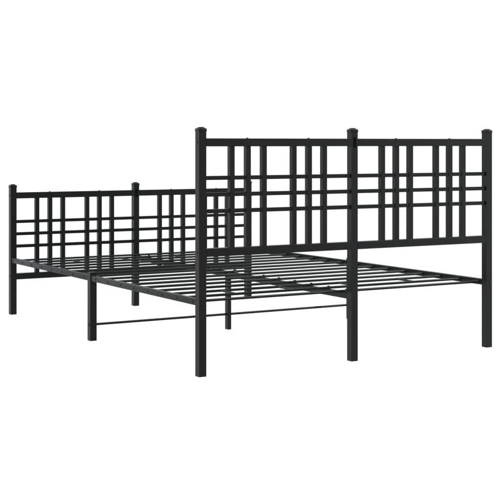 Estrutura de cama com cabeceira e pés 137x190 cm metal preto