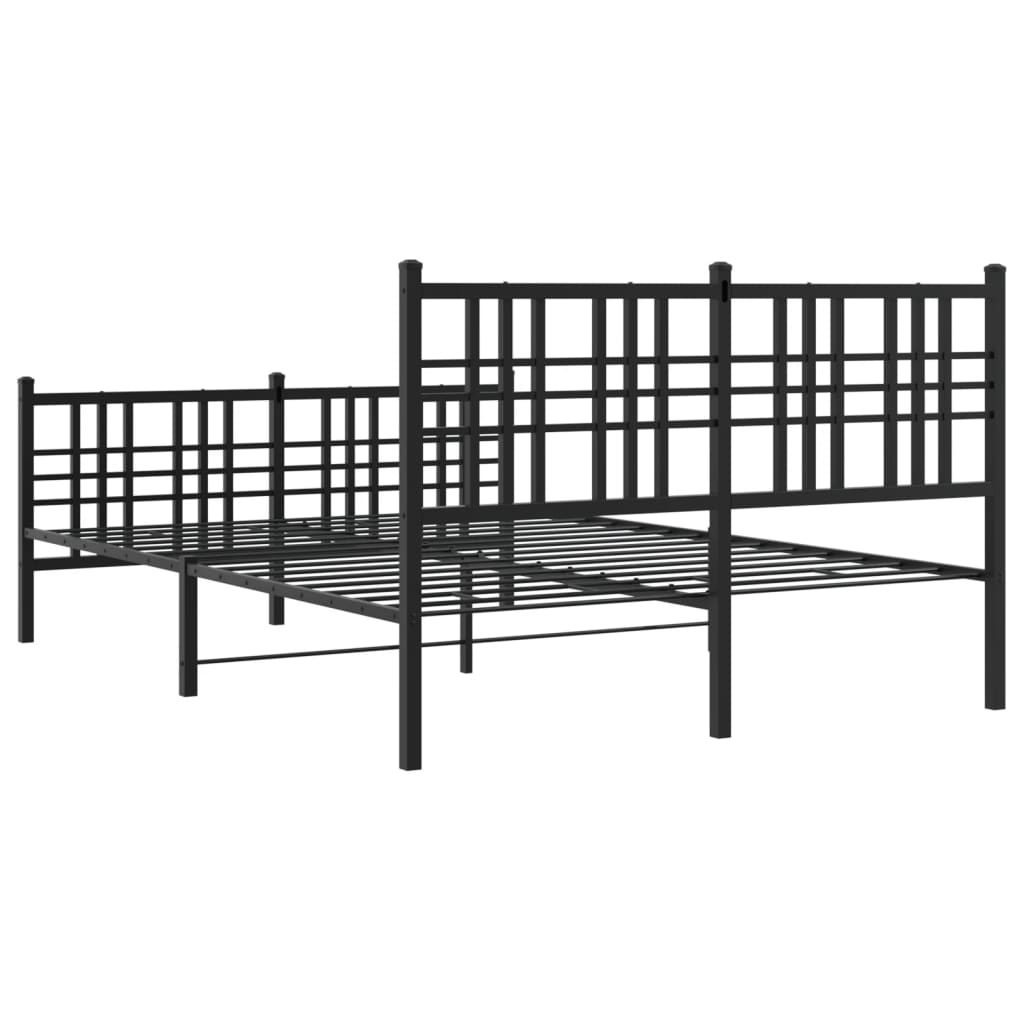 Estrutura de cama com cabeceira e pés 140x200 cm metal preto