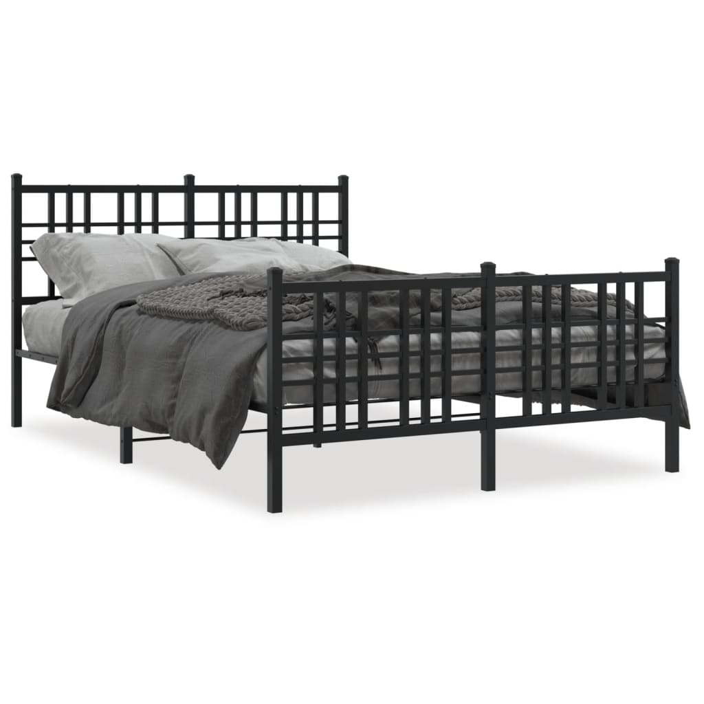 Estrutura de cama com cabeceira e pés 140x200 cm metal preto