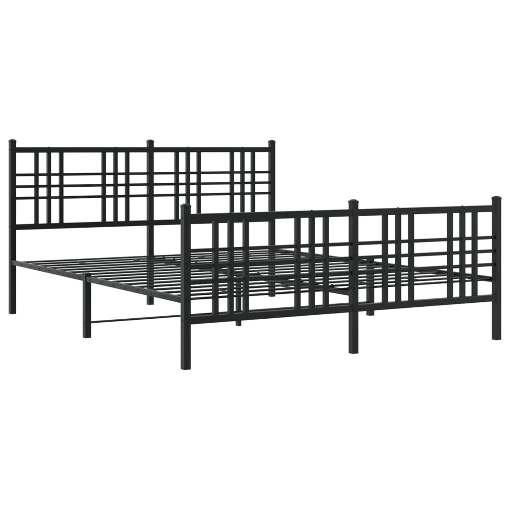 Estrutura de cama com cabeceira e pés 150x200 cm metal preto