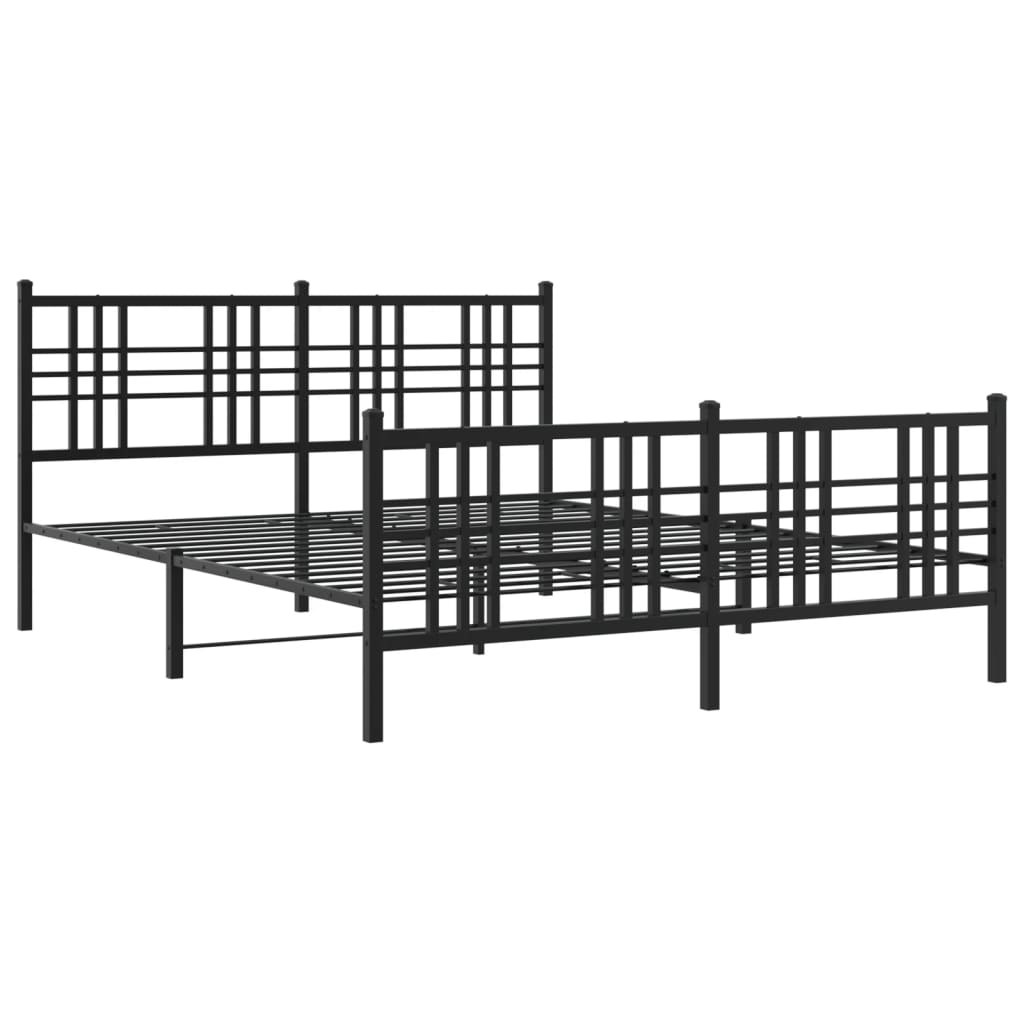 Estrutura de cama com cabeceira e pés 160x200 cm metal preto