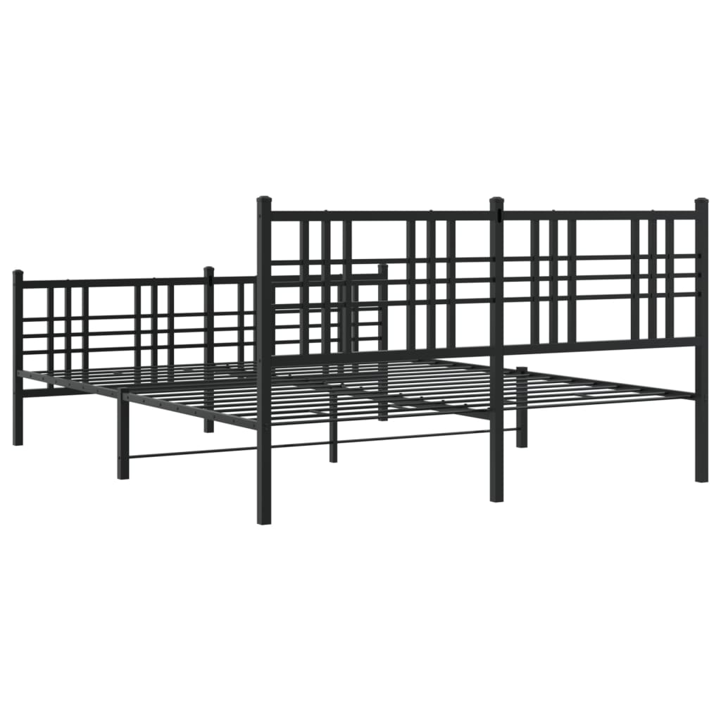 Estrutura de cama com cabeceira e pés 160x200 cm metal preto