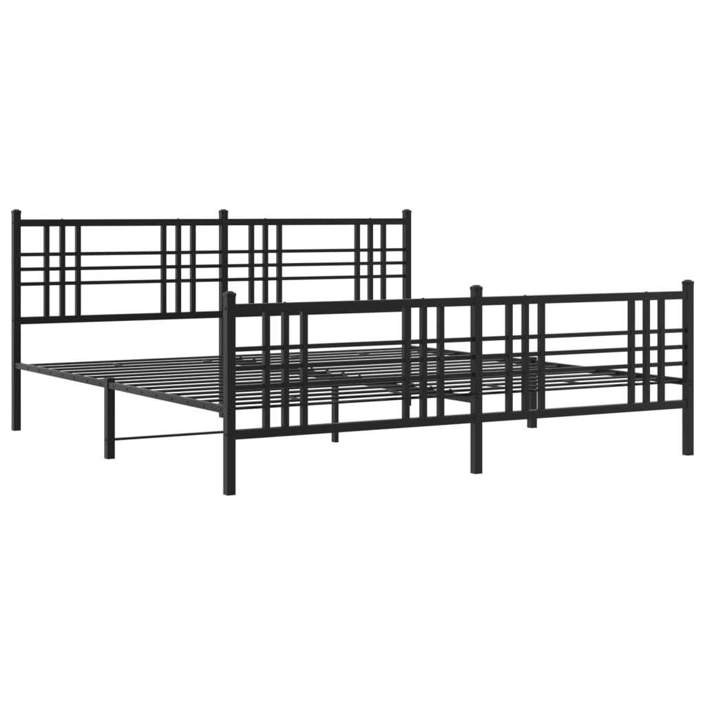 Estrutura de cama com cabeceira e pés 180x200 cm metal preto