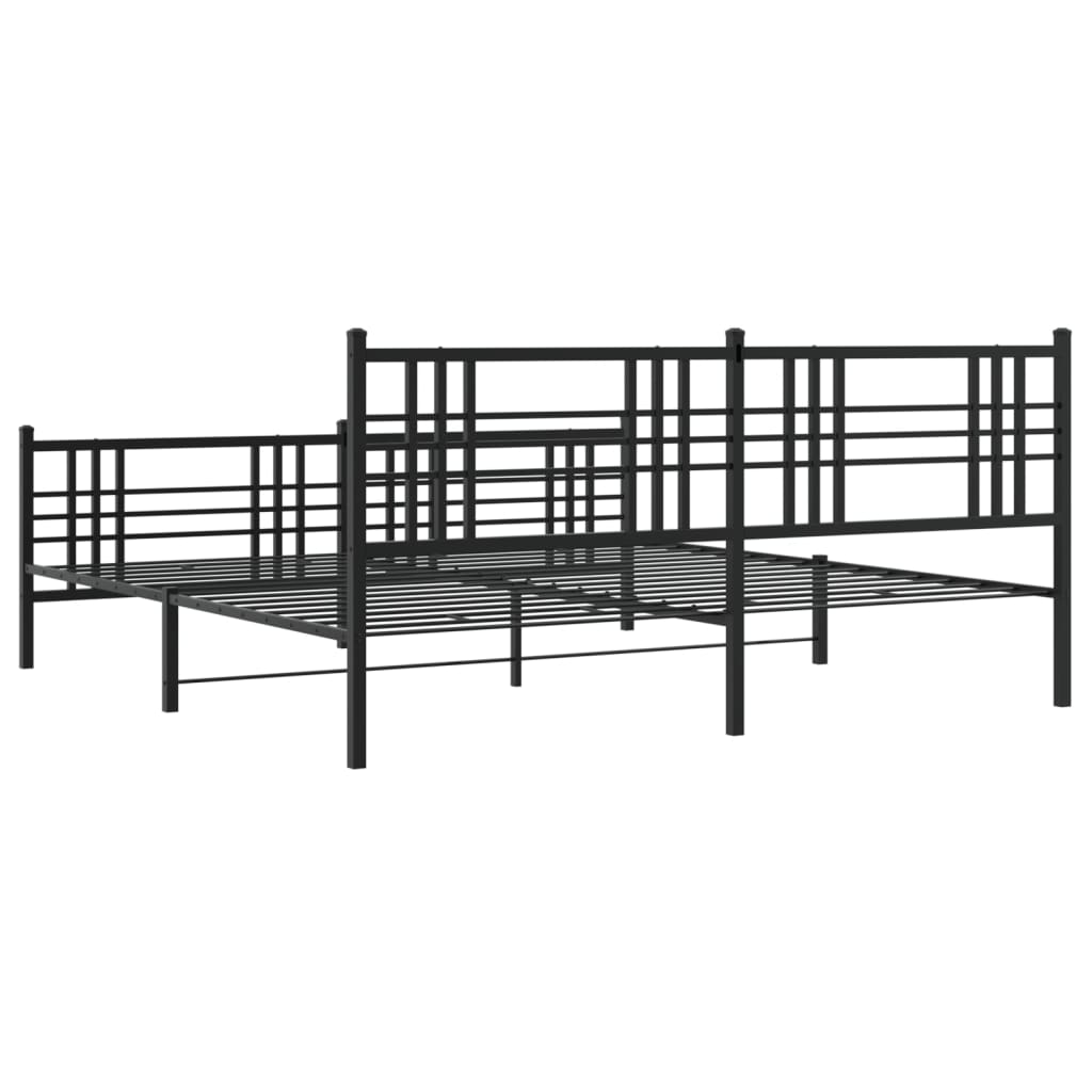 Estrutura de cama com cabeceira e pés 180x200 cm metal preto