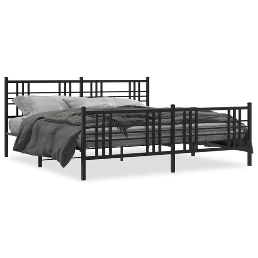 Estrutura de cama com cabeceira e pés 180x200 cm metal preto