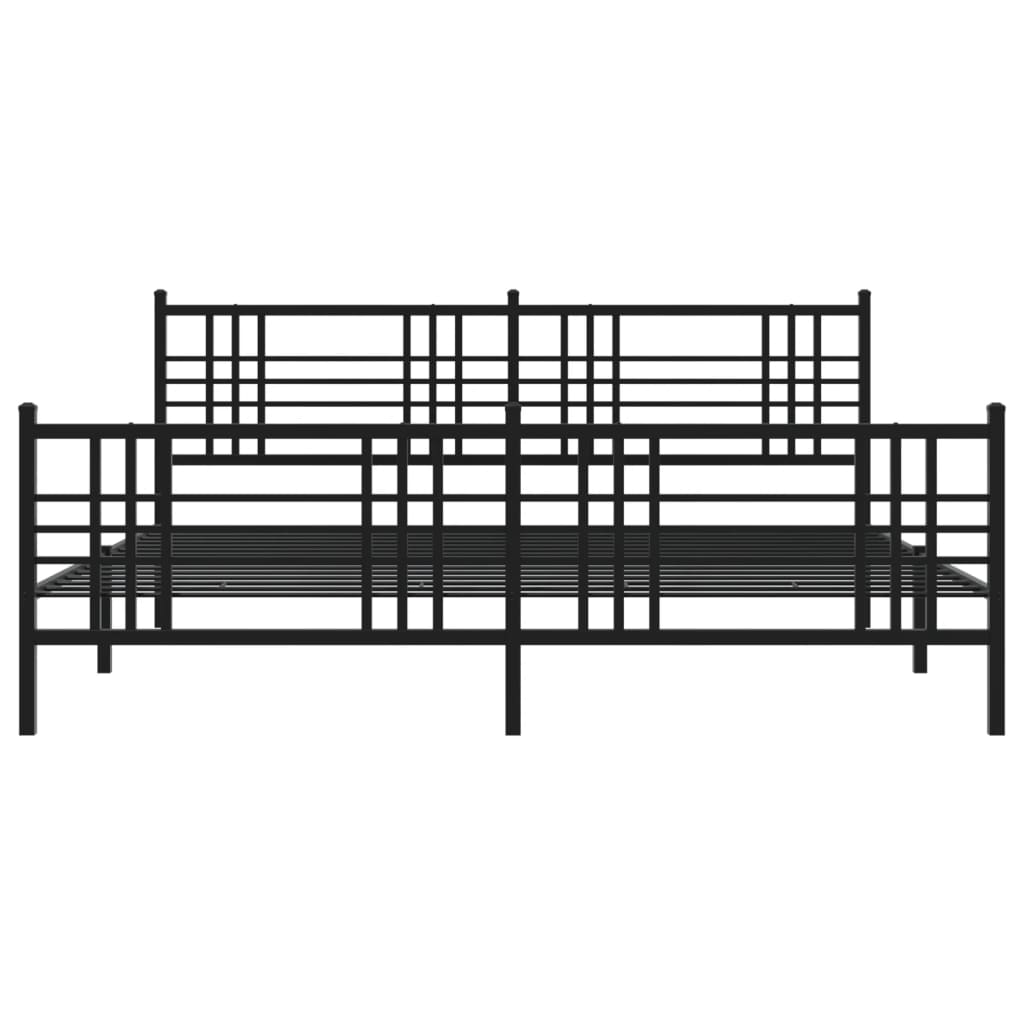 Estrutura de cama com cabeceira e pés 183x213 cm metal preto