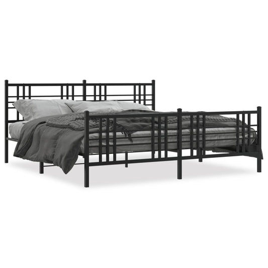 Estrutura de cama com cabeceira e pés 183x213 cm metal preto