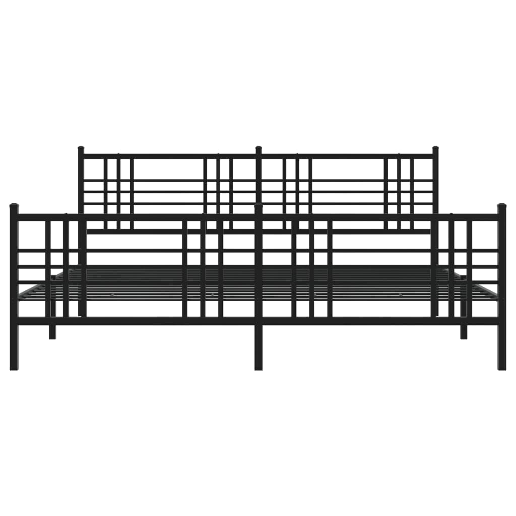 Estrutura de cama com cabeceira e pés 193x203 cm metal preto