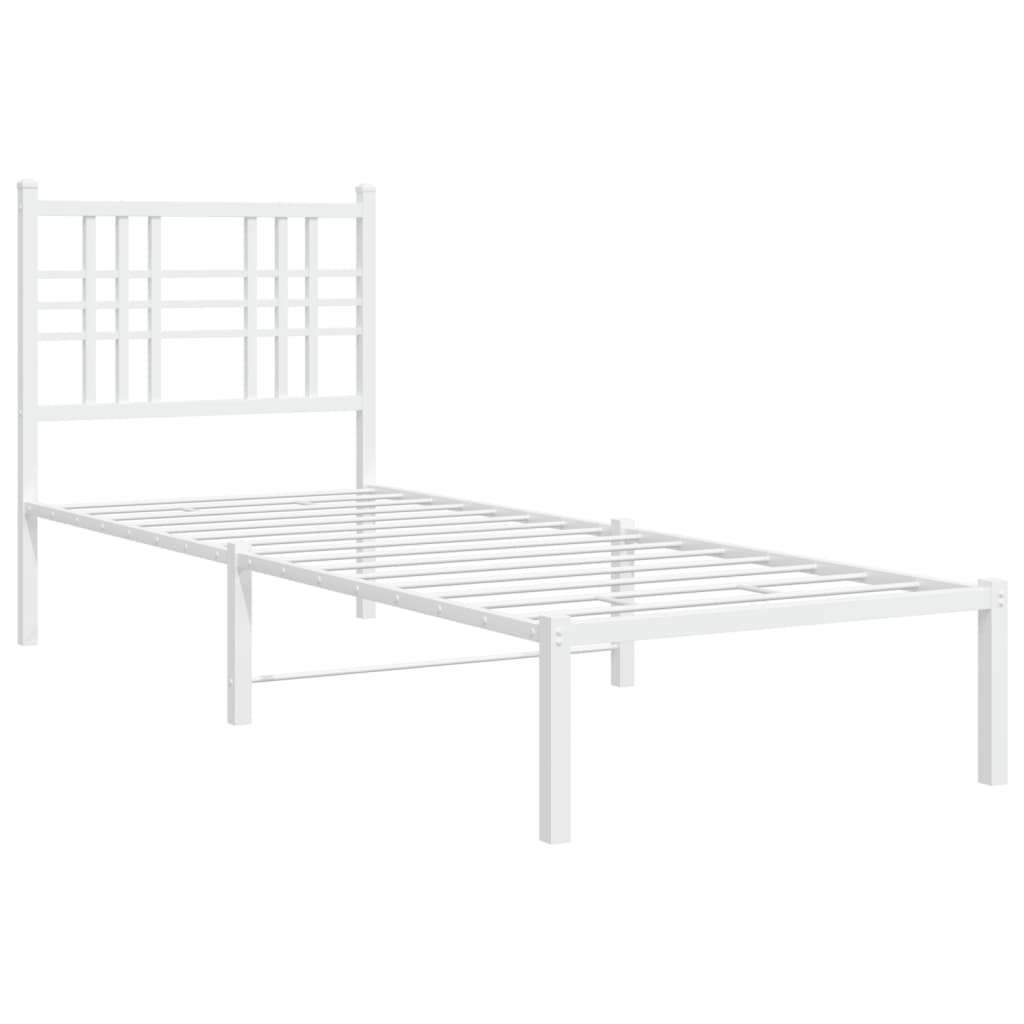 Estrutura de cama com cabeceira 75x190 cm metal branco