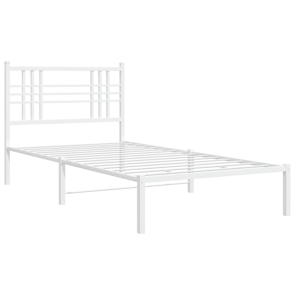 Estrutura de cama com cabeceira 90x190 cm metal branco