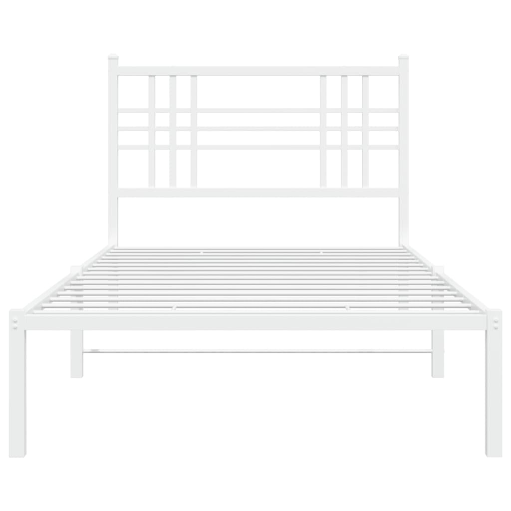 Estrutura de cama com cabeceira 90x190 cm metal branco