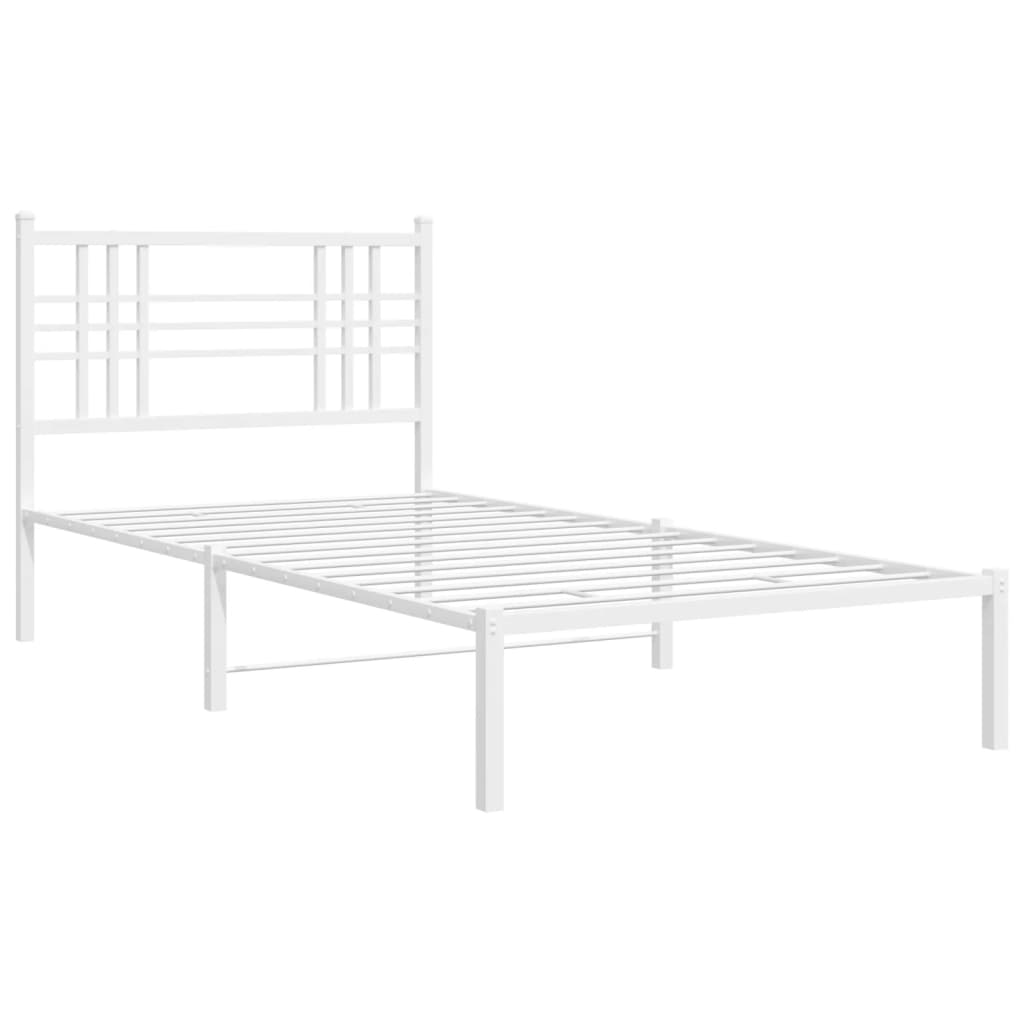 Estrutura de cama com cabeceira 90x200 cm metal branco