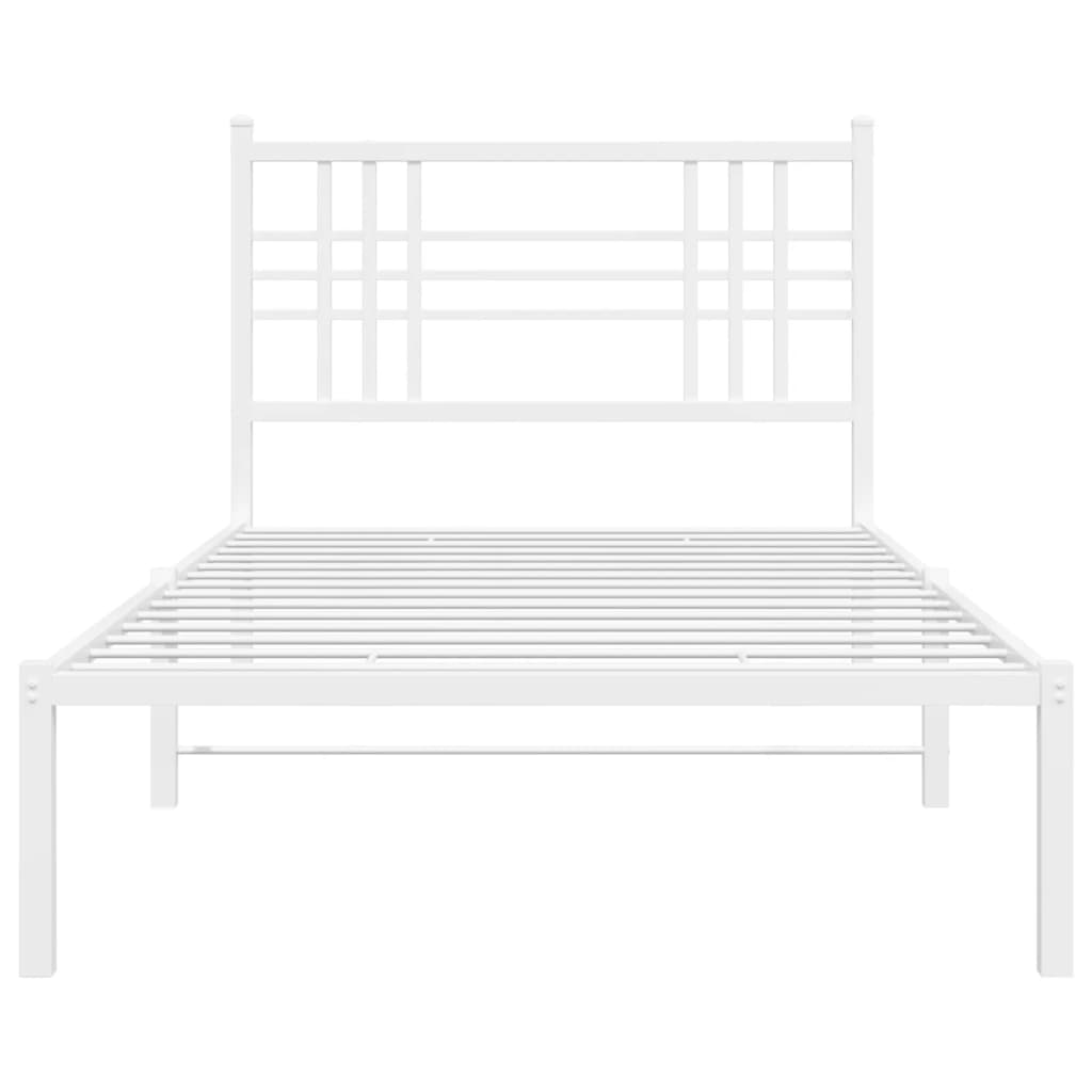 Estrutura de cama com cabeceira 100x190 cm metal branco