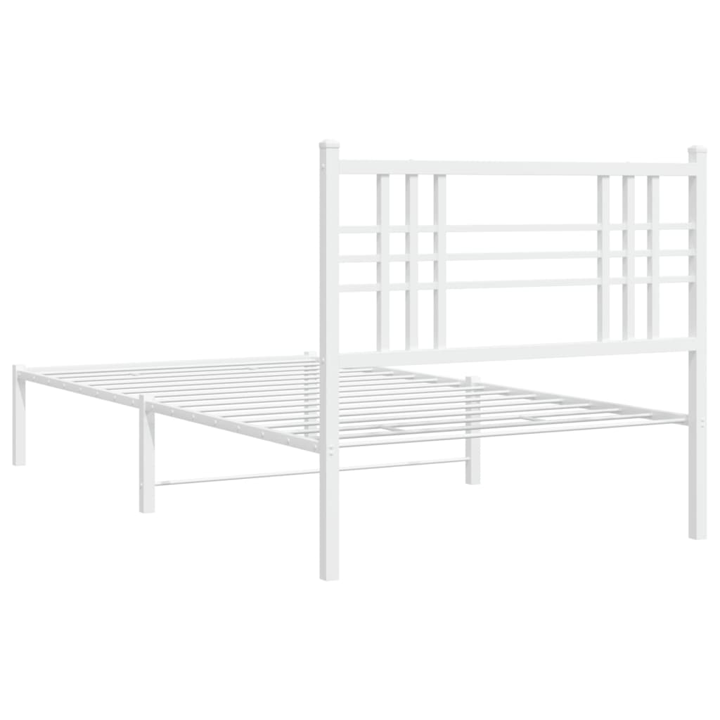 Estrutura de cama com cabeceira 100x190 cm metal branco