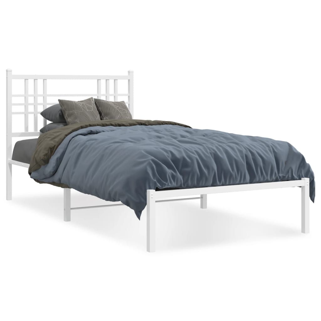 Estrutura de cama com cabeceira 100x190 cm metal branco