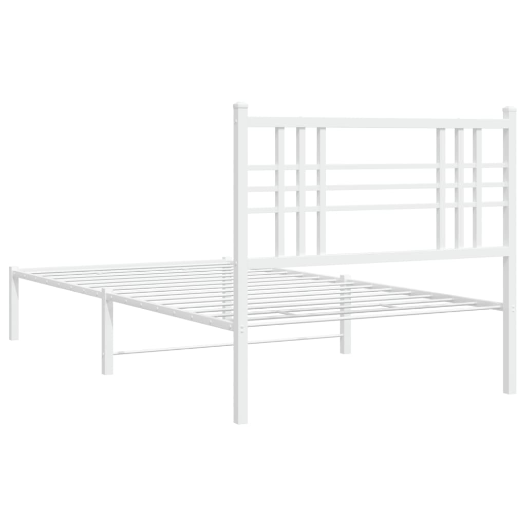 Estrutura de cama com cabeceira 100x200 cm metal branco