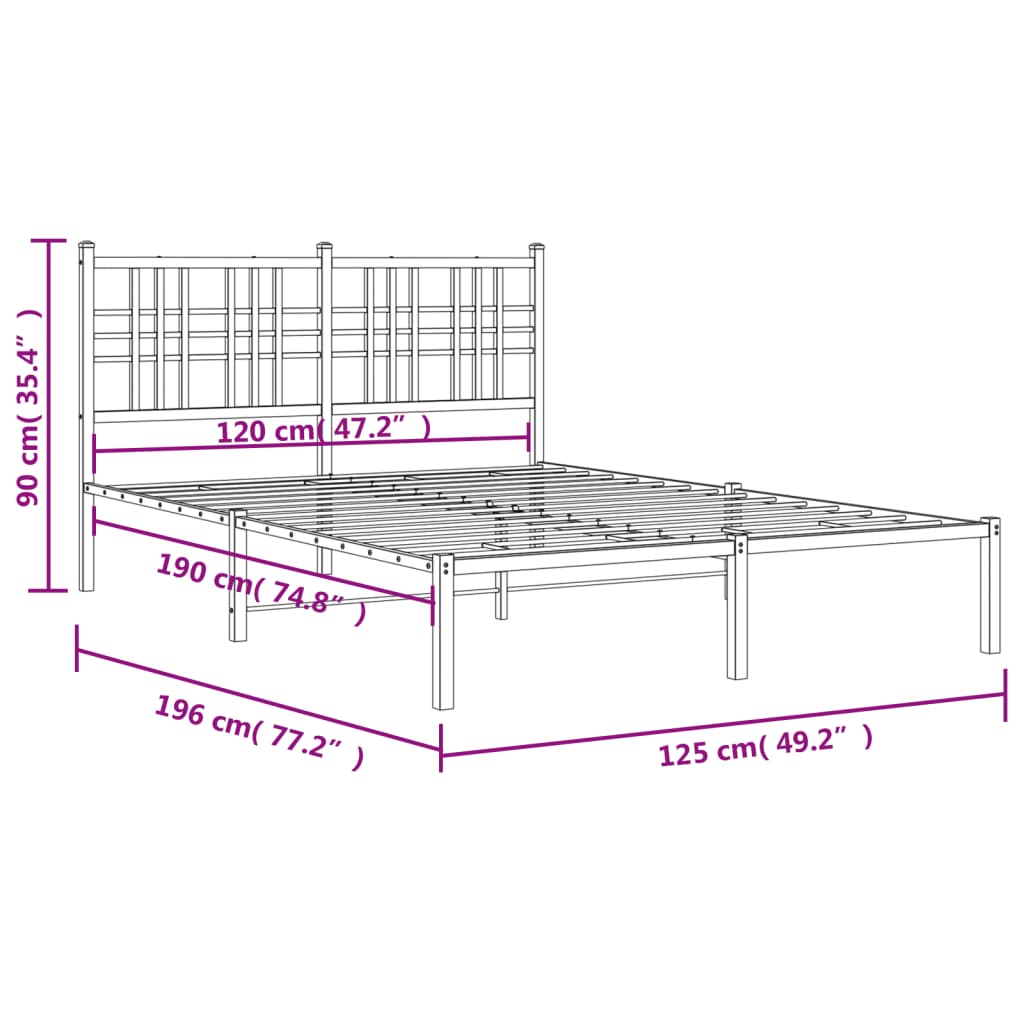 Estrutura de cama com cabeceira 120x190 cm metal branco