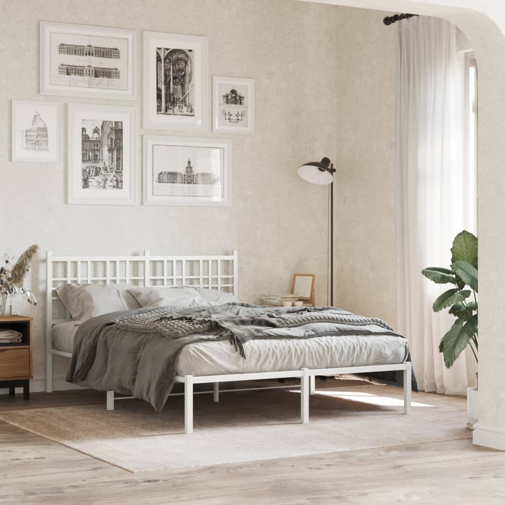 Estrutura de cama com cabeceira 135x190 cm metal branco