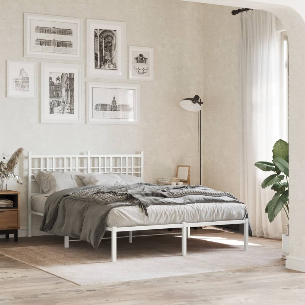 Estrutura de cama com cabeceira 140x190 cm metal branco