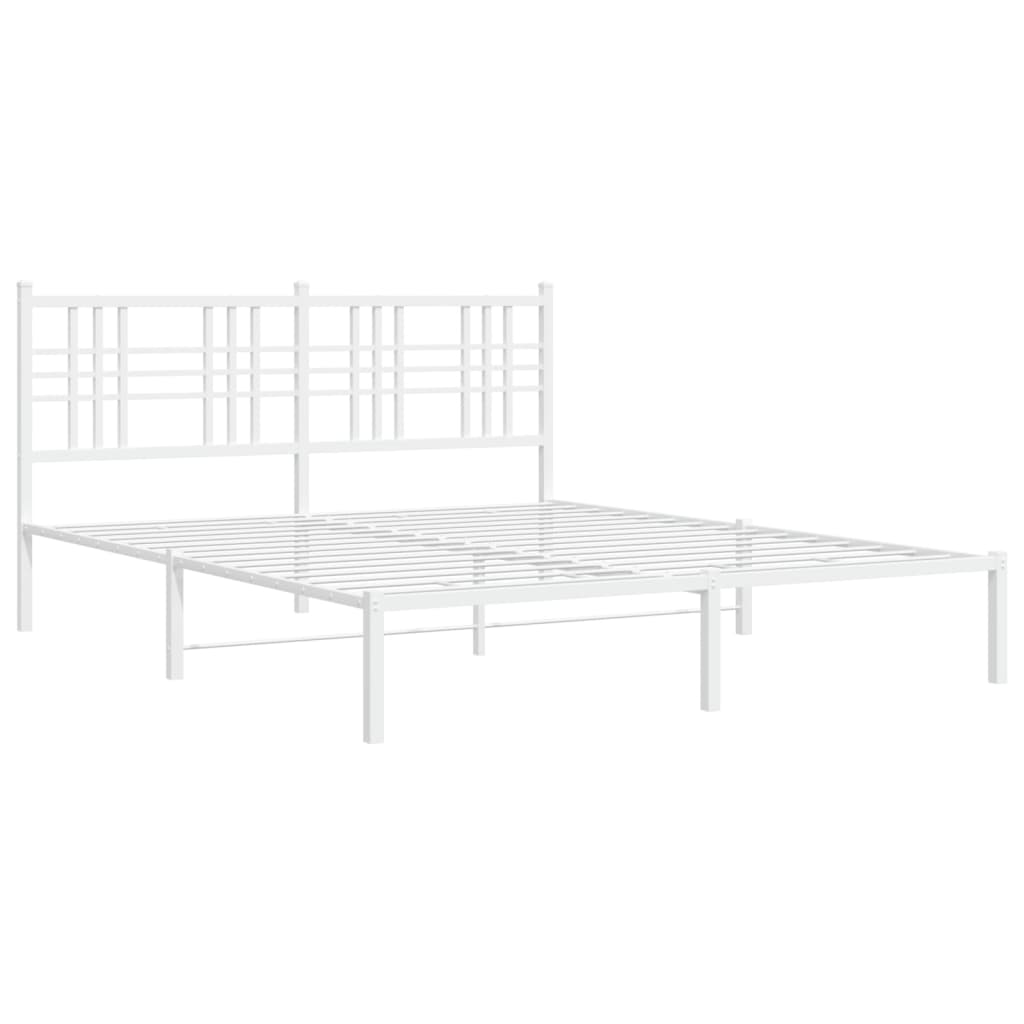 Estrutura de cama com cabeceira 150x200 cm metal branco