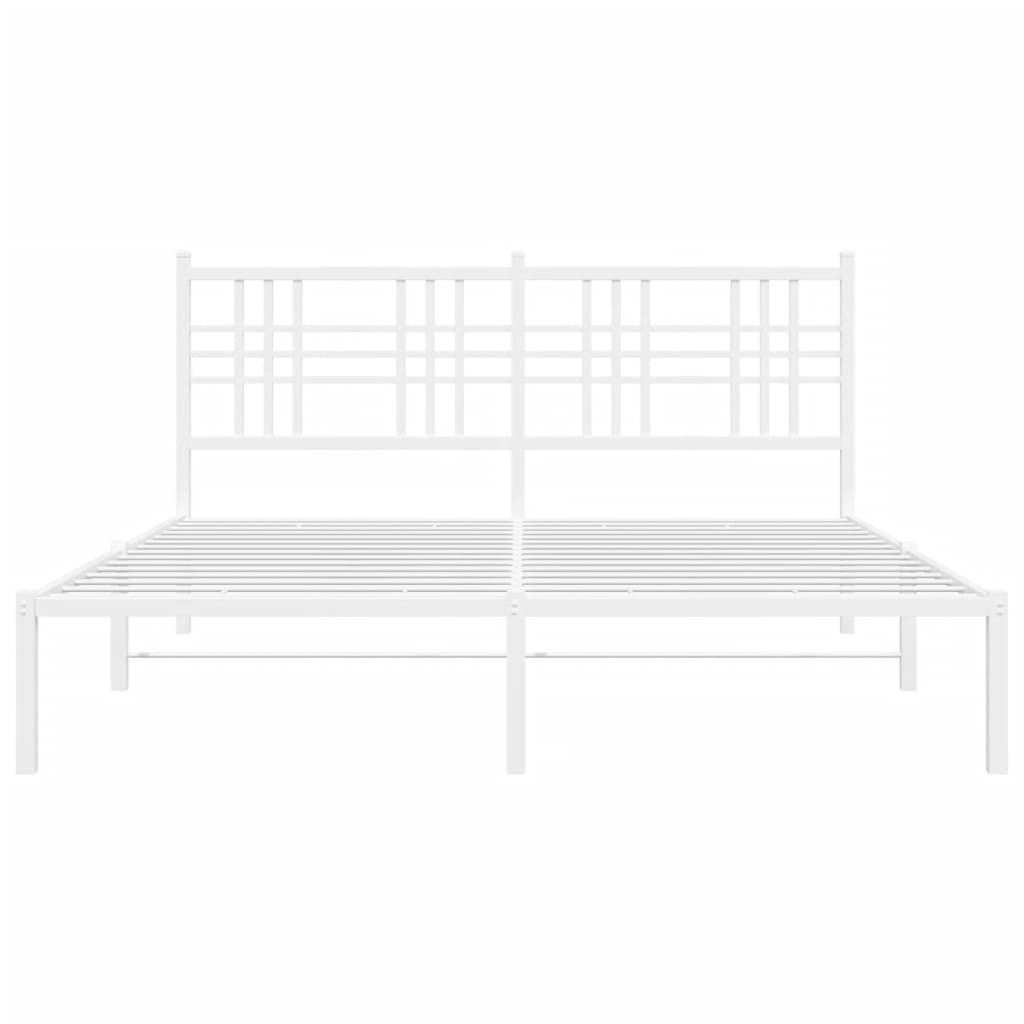 Estrutura de cama com cabeceira 150x200 cm metal branco