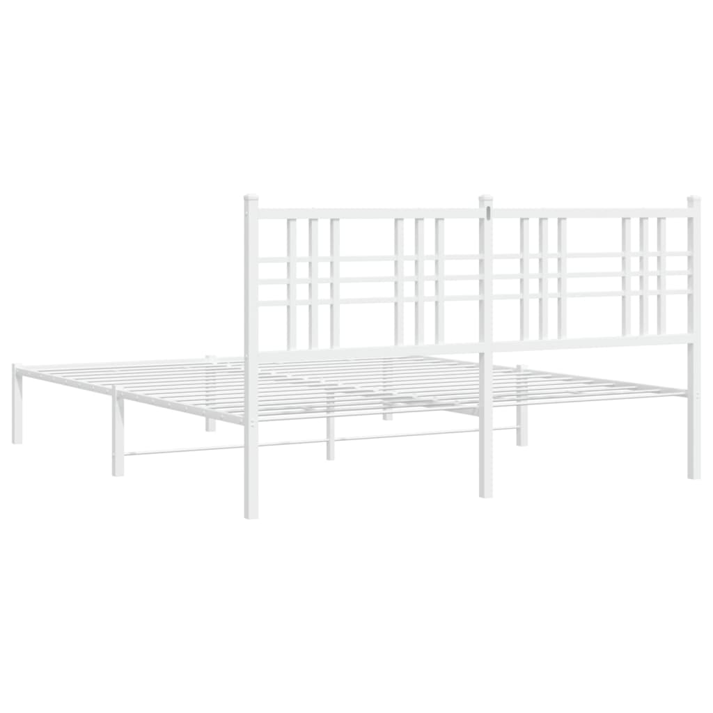 Estrutura de cama com cabeceira 150x200 cm metal branco