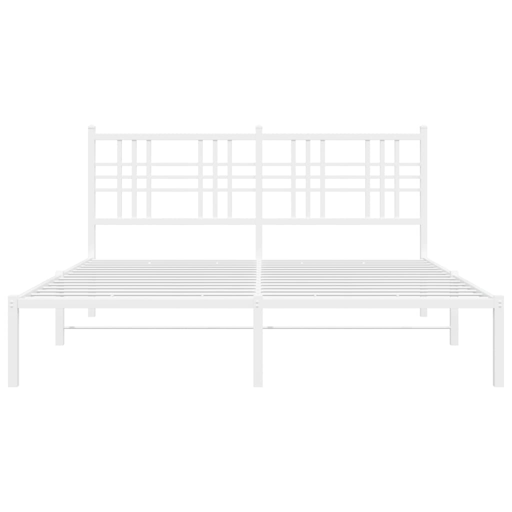 Estrutura de cama com cabeceira 160x200 cm metal branco