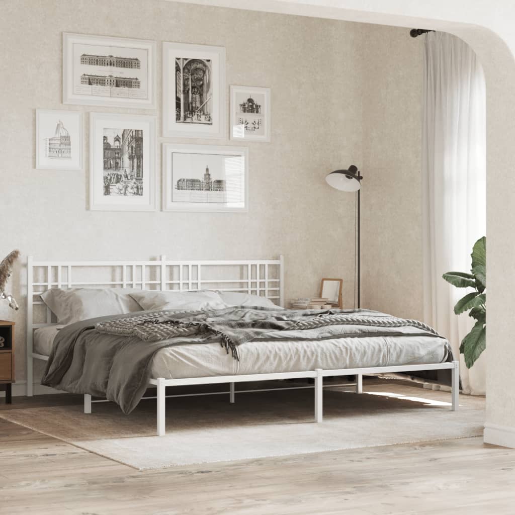 Estrutura de cama com cabeceira 180x200 cm metal branco