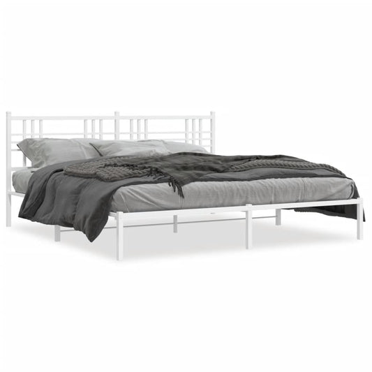 Estrutura de cama com cabeceira 180x200 cm metal branco