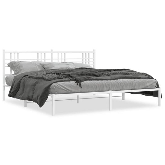 Estrutura de cama com cabeceira 183x213 cm metal branco