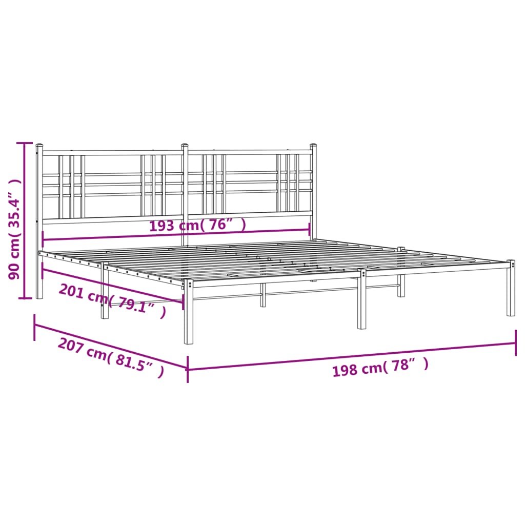 Estrutura de cama com cabeceira 193x203 cm metal branco