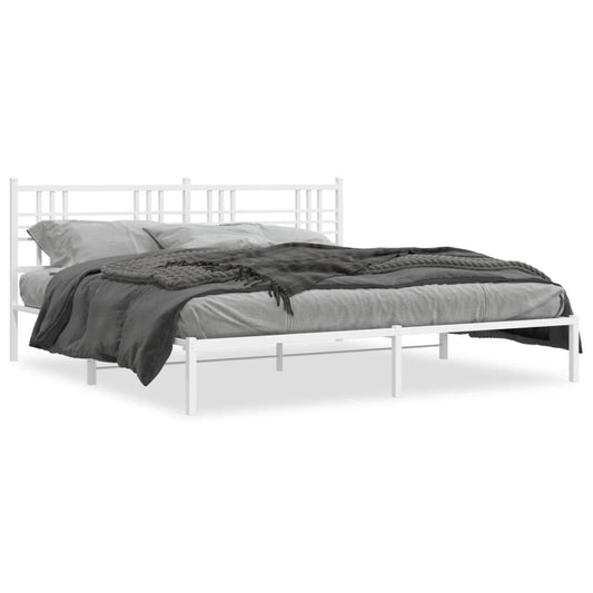 Estrutura de cama com cabeceira 200x200 cm metal branco