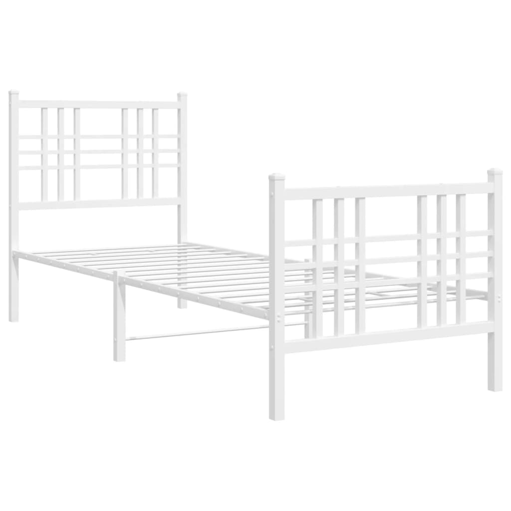 Estrutura de cama com cabeceira e pés 75x190 cm metal branco