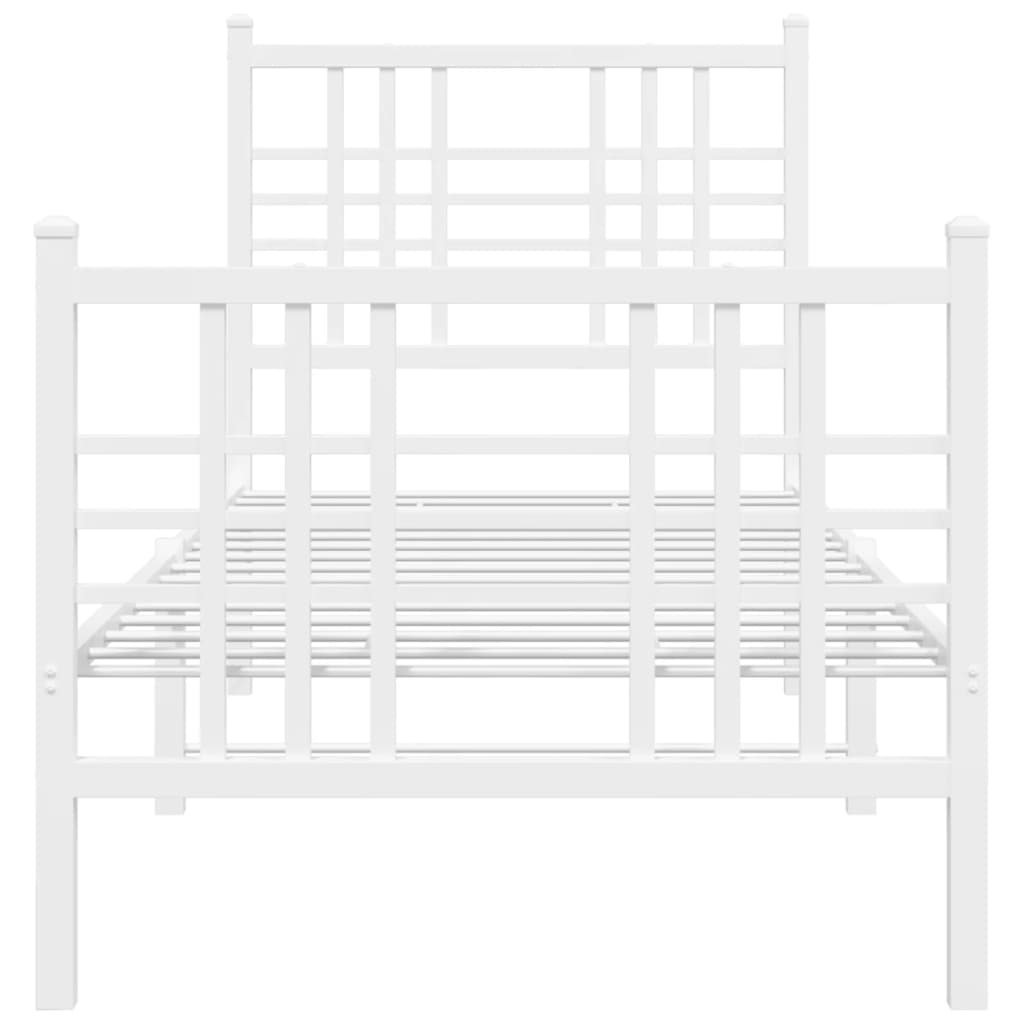 Estrutura de cama com cabeceira e pés 75x190 cm metal branco