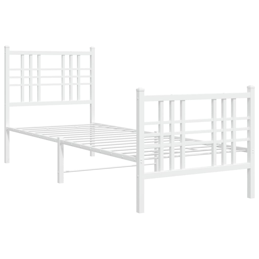 Estrutura de cama com cabeceira e pés 80x200 cm metal branco