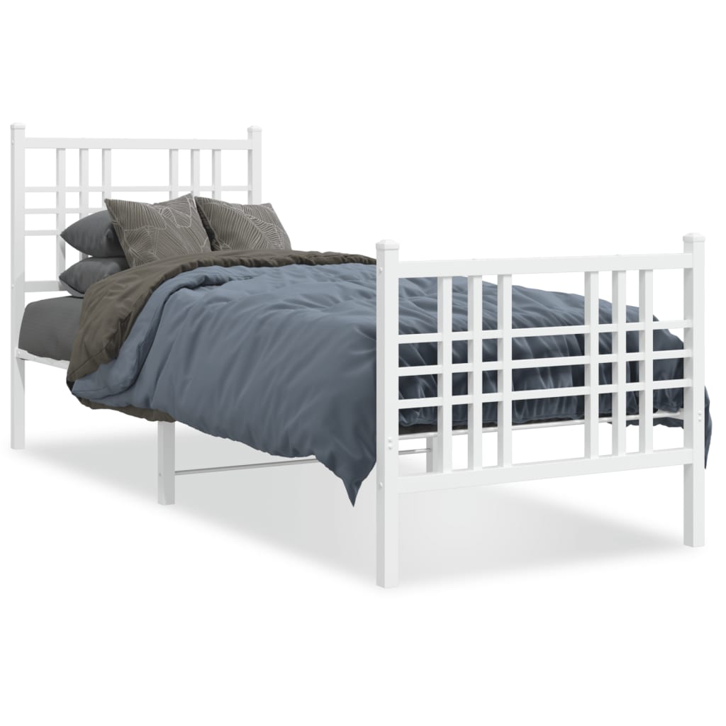 Estrutura de cama com cabeceira e pés 80x200 cm metal branco