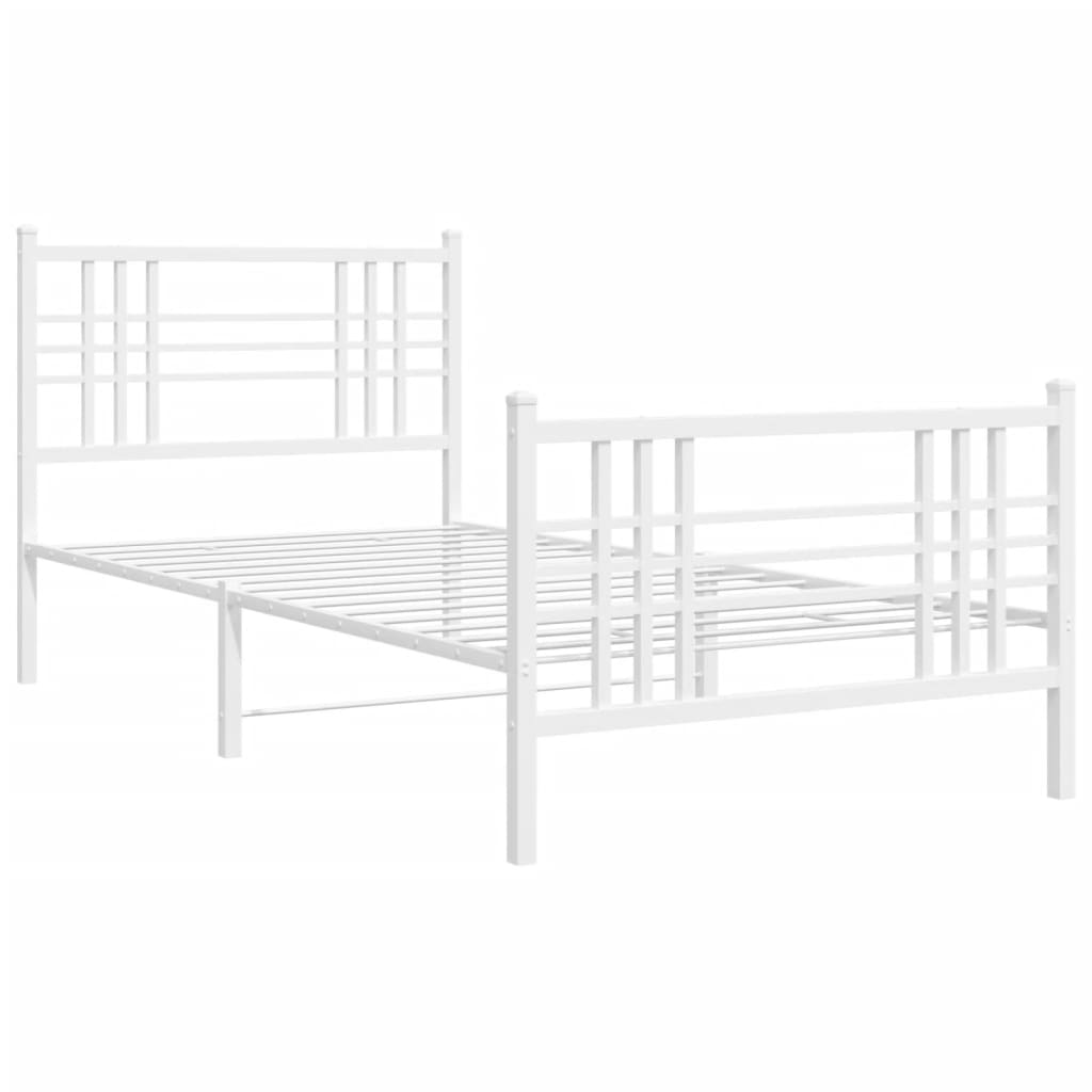 Estrutura de cama com cabeceira e pés 90x190 cm metal branco