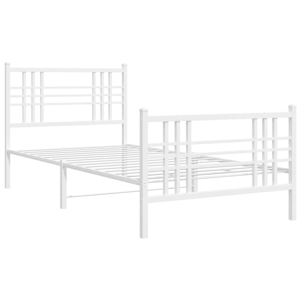 Estrutura de cama com cabeceira e pés 90x200 cm metal branco