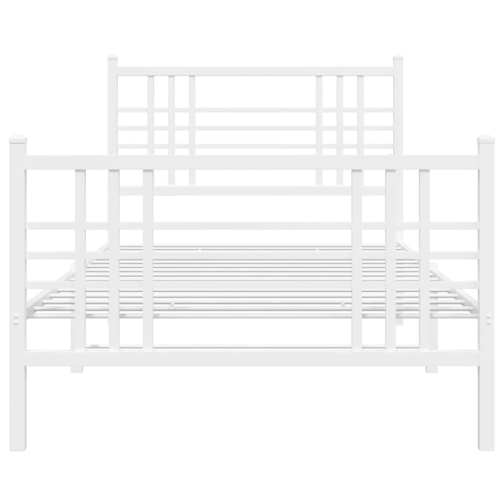 Estrutura de cama com cabeceira e pés 90x200 cm metal branco