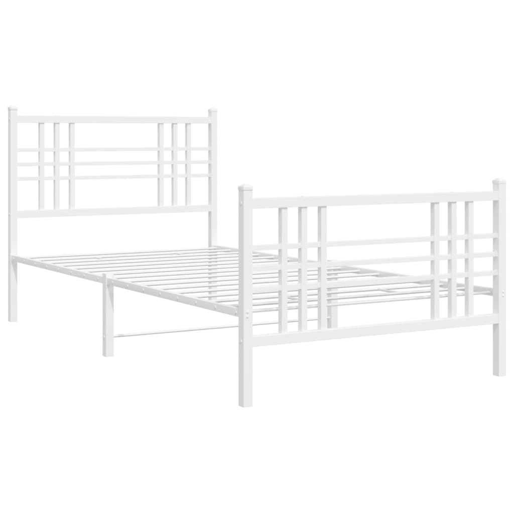 Estrutura de cama com cabeceira e pés 107x203 cm metal branco